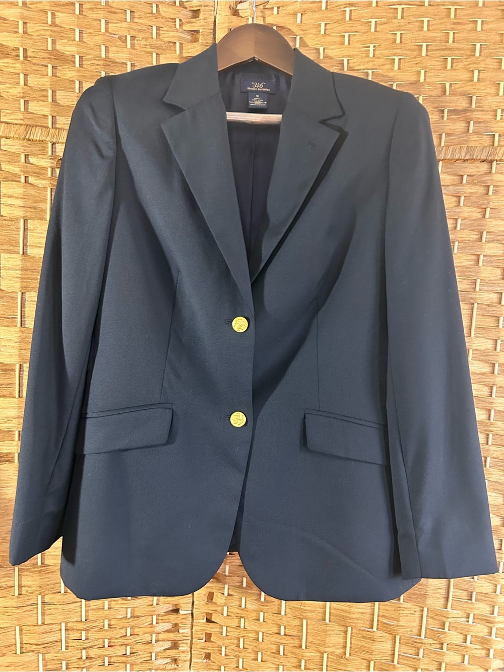 Brooks Brothers 346 Navy Wool Blazer Gold Buttons Size 10